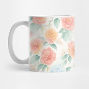 Colorful Watercolor Pink and Blue Roses Flower Art Mug